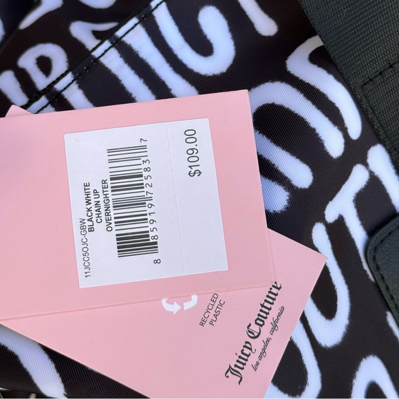 Juicy Couture Black White Chain Up Overnighter - NWT - Picture 5 of 10